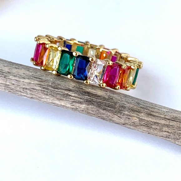 NEW~ Anthropologie Rainbow Colorful Gemstone Statement Ring - Picture 5 of 9